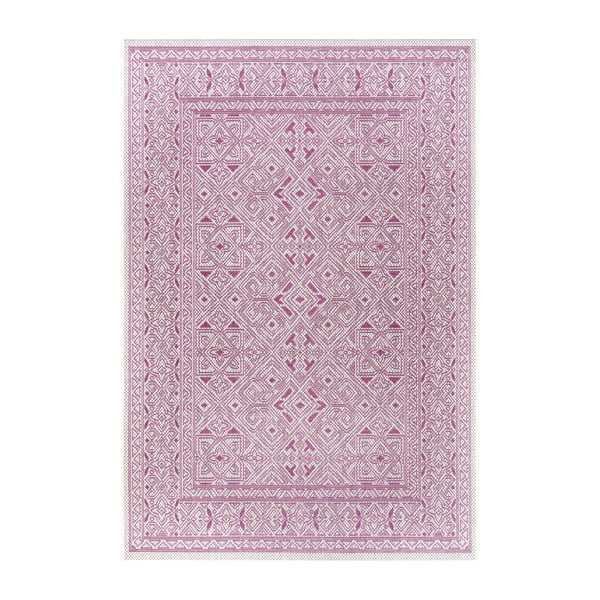 Violetinės ir smėlio spalvos lauko kilimas NORTHRUGS Cuadrado, 160 x 230 cm