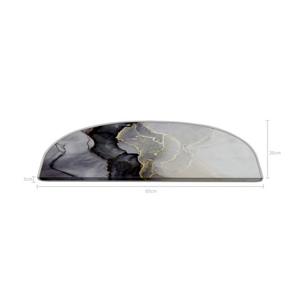 Laiptų kilimėlių rinkiniai juodos ir baltos spalvos 16 vnt. 20x65 cm Golden Marble – Vitaus-image-4