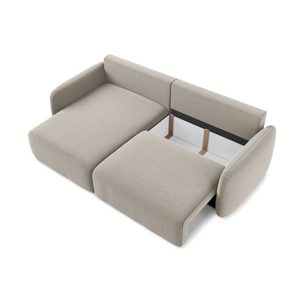 Taupe spalvos sulankstoma/su sandėliavimo vieta kampinė sofa iš velveto (su kairiuoju kampu/su gultu) Kalena – Makamii-image-4