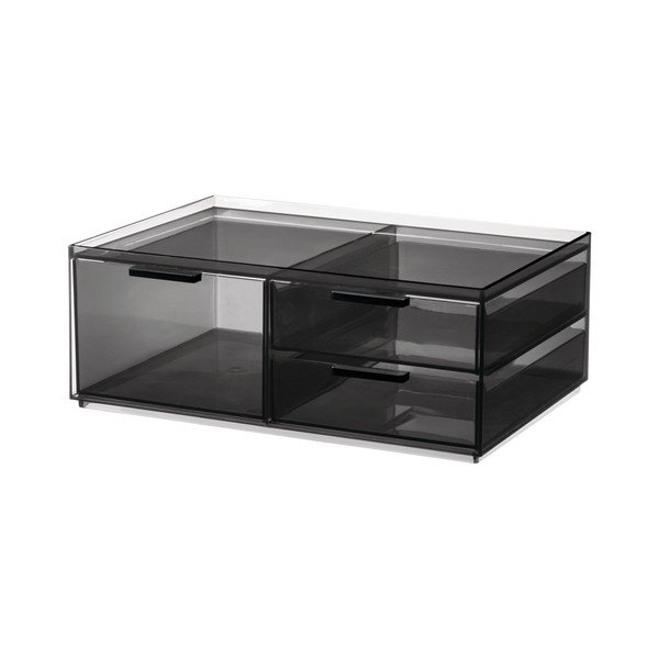 Matinis juodas vonios kambario kosmetikos organizatorius, pagamintas iš perdirbto plastiko - iDesign-image-2