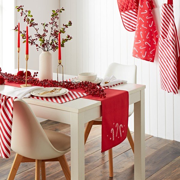 Iš medvilnės stalo takelis su Kalėdų motyvu 32x220 cm Candy Cane – Catherine Lansfield-image-1