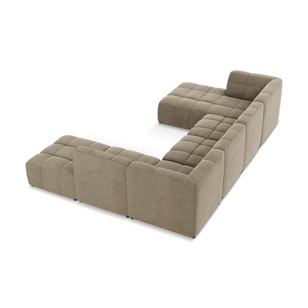Rudos spalvos kampinė sofa iš velveto („U“ formos) Aloha – Makamii-image-4