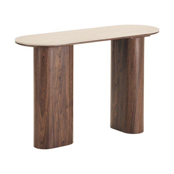 Smėlio spalvos/tamsiai rudos spalvos iš keraminės plokštės konsolinis staliukas 40x120 cm Delphi – House Nordic