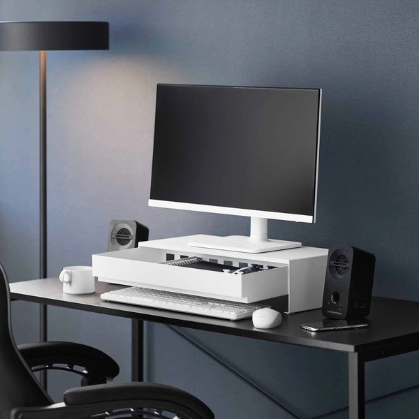Baltos spalvos iš metalo stovas monitoriui Tower – YAMAZAKI-image-2