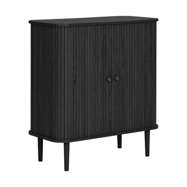 Juodos spalvos iš pušies masyvo šoninė spintelė 80x87x40 cm Nikko – House Nordic-image-4