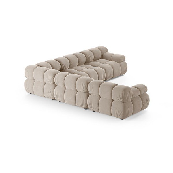 Kreminės spalvos modulinė kampinė sofa iš velveto – Micadoni -image-3