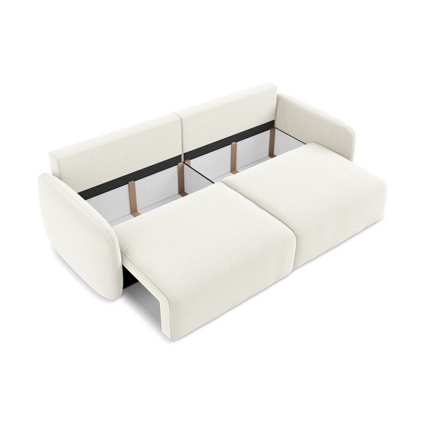 Kreminės spalvos sulankstoma/su sandėliavimo vieta sofa iš velveto 238 cm Kalena – Makamii-image-4