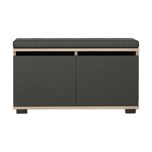 Spintelė batams juodos spalvos/natūralios spalvos su suoliuku iš riešutmedžio Drago – Kalune Design