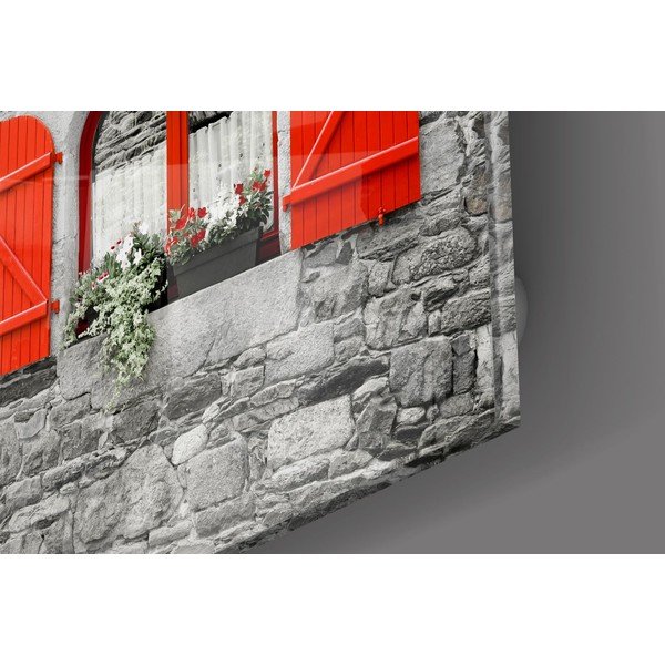 Paveikslas ant stiklo Insigne Red Door and Window-image-2