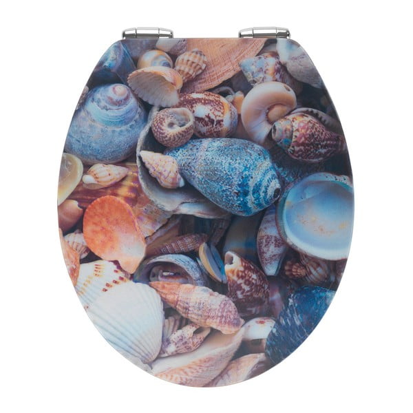 Tualeto sėdynė su 3D paveikslėliu ir lengvu uždarymu Wenko Sea Shell, 44,5 x 38 cm
