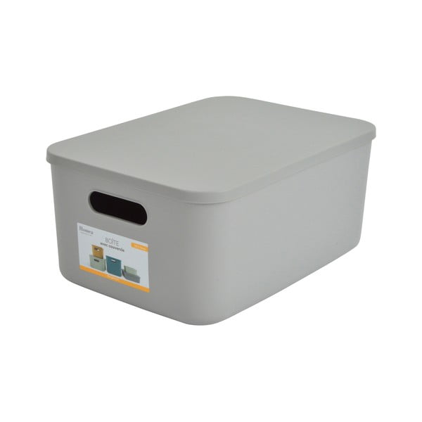 Pilkos spalvos iš plastiko daiktadėžė su dangčiu 35,5x25,5x16 cm – Homéa-image-2