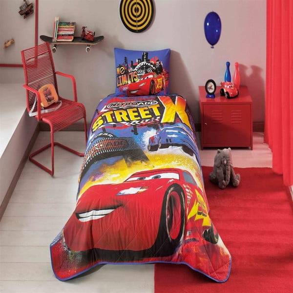 Vaikiška medvilninė lovatiesė su pagalvėlės užvalkalu Taç Disney Cars Nitroade, 160 x 220 cm