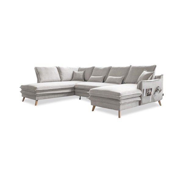 Sulankstoma kampinė sofa smėlio spalvos (su kairiuoju kampu/„U“ formos) Charming Charlie – Miuform