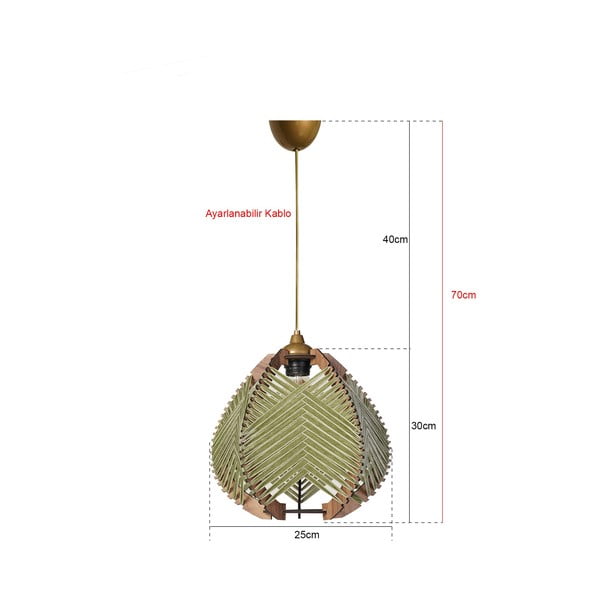 Žalios spalvos/natūralios spalvos kabantis šviestuvas ø 25 cm su tekstiliniu gaubtu Yola – Opviq lights-image-2