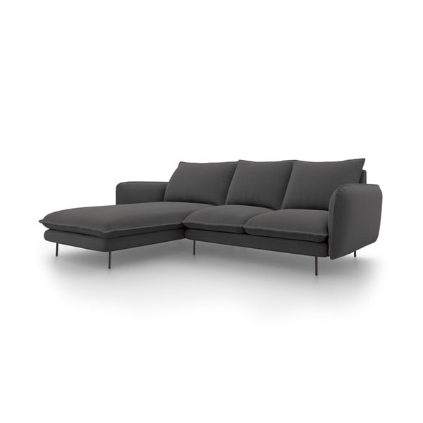 Tamsiai pilkos spalvos kampinė sofa Cosmopolitan Design Vienna, kampas kairėje-image-2