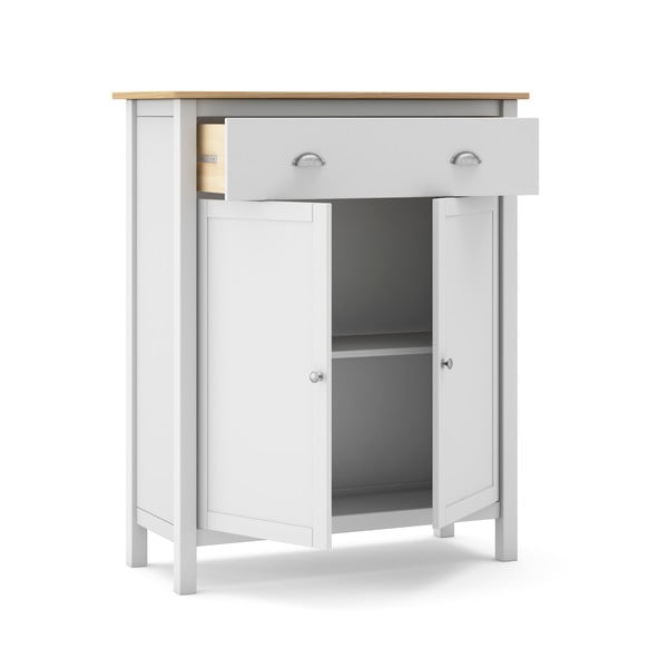 Balta/natūrali pušies aukšta komoda 90x110 cm Misti - Marckeric-image-4