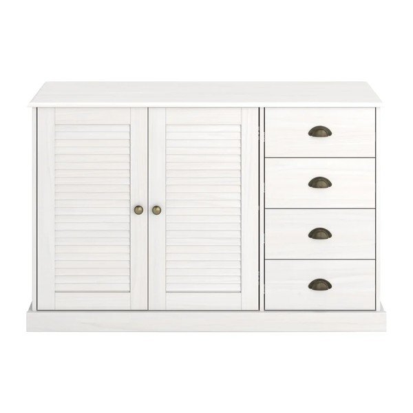 Baltos spalvos iš pušies masyvo šoninė spintelė 125x80x38 cm Edith – Støraa