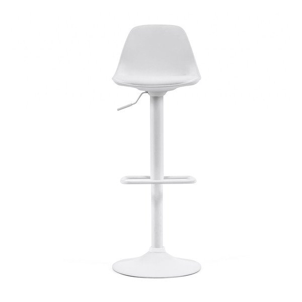 Matinės baltos spalvos iš dirbtinės odos baro taburetė reguliuojamo aukščio (sėdynės aukštis 60 cm) Orlando-T – Kave Home-image-4