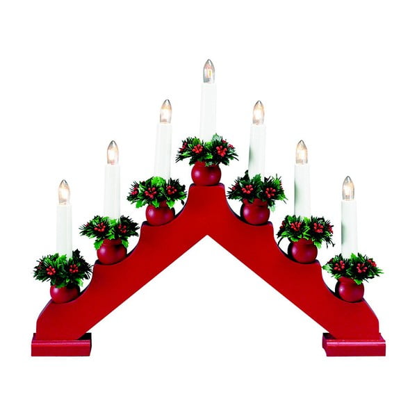 Raudonas medinis LED žvakidės laikiklis Markslöjd Tomas