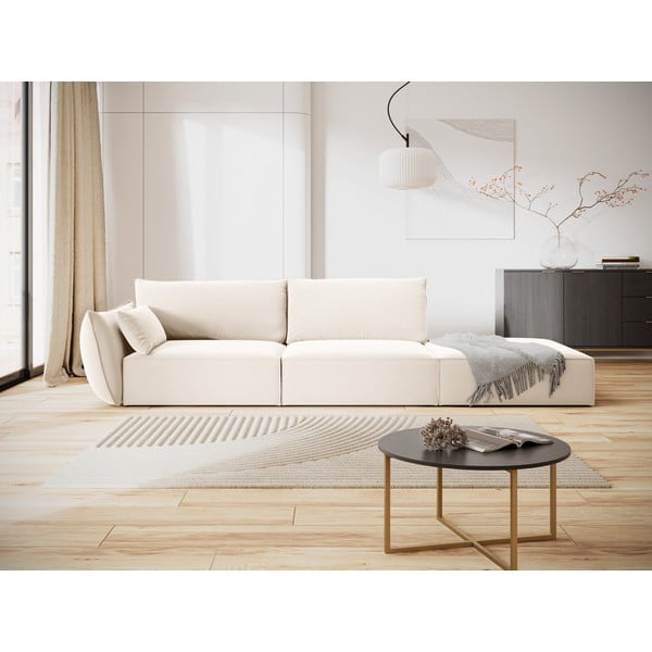 Smėlio spalvos iš velveto sofa su kairiuoju kampu 264 cm Vanda – Mazzini Sofas-image-3