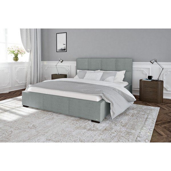 Pilkos spalvos dvigulė lova su grotelėmis ir vieta daiktams Guy Laroche Home Fascination, 140 x 200 cm-image-1