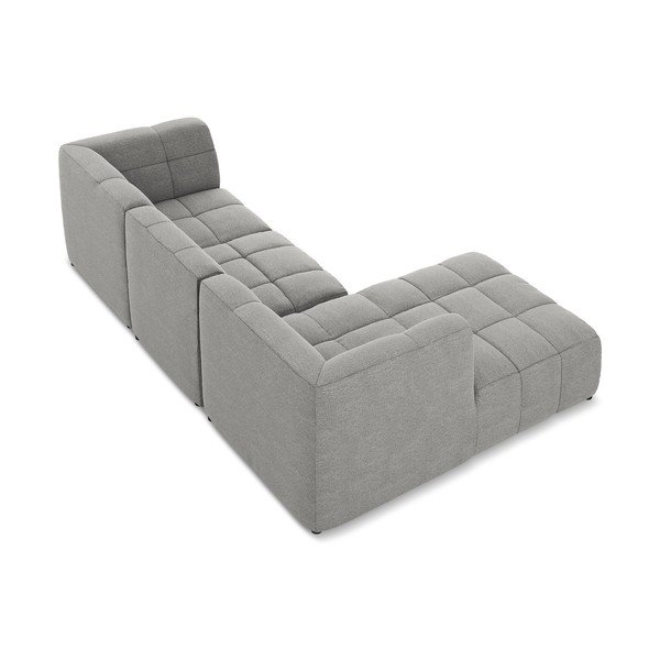 Pilkos spalvos kampinė sofa iš boucle (su kairiuoju kampu/su gultu) Aloha – Makamii-image-4