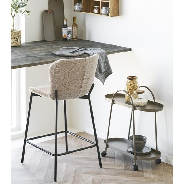 Smėlio spalvos iš audinio baro taburetė (sėdynės aukštis 65 cm) Maceda – House Nordic-image-1