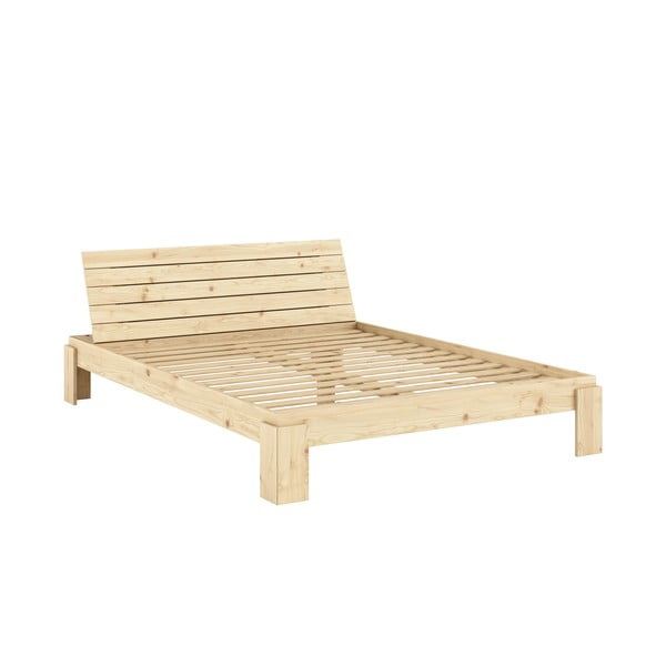Iš pušies masyvo dvigulė lova natūralios spalvos su lovos grotelėmis 160x200 cm Layers – Karup Design