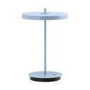 Šviesiai mėlynos spalvos iš metalo stalinis šviestuvas LED (aukštis 31 cm) su metaliniu gaubtu Asteria Move – UMAGE