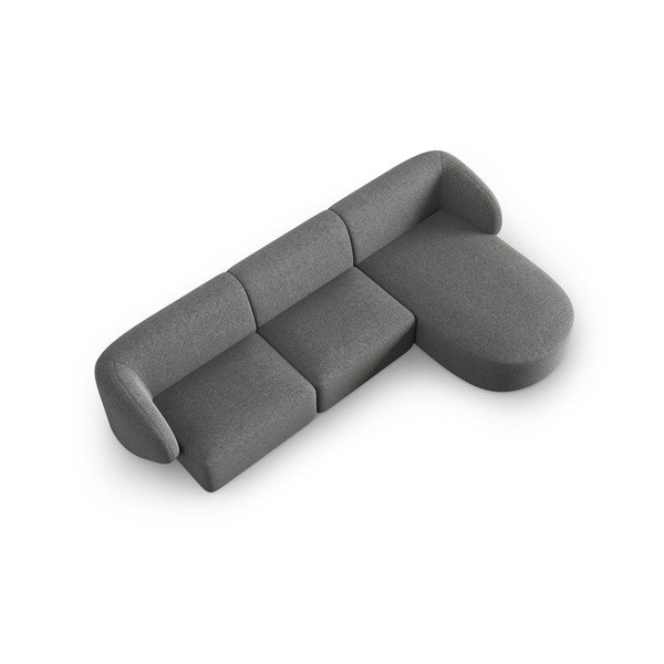 Pilkos spalvos iš šenilinio audinio kampinė sofa (su dešiniuoju kampu/su gultu) Paolo – Milo Casa-image-2