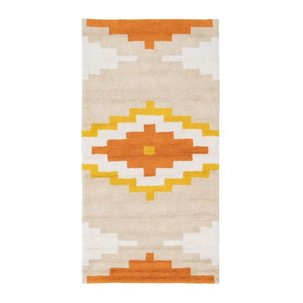 Skalbiamas iš medvilnės kilimas oranžinės spalvos 90x175 cm Azteca – Ixia