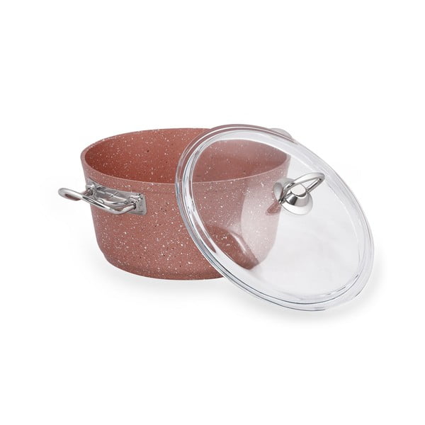 Rožinis aliuminio puodas su dangčiu Güral Porselen Classic, ø 22 cm-image-3