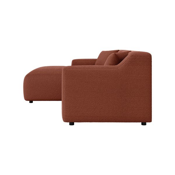 Raudonos plytų spalvos iš kordinio velveto kampinė sofa (su kairiuoju kampu/su gultu) Martin – Ropez-image-3