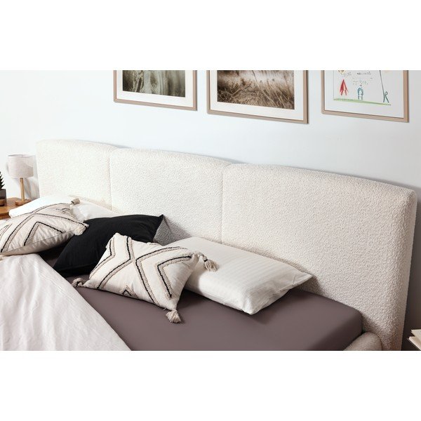 Dramblio kaulo spalvos dvigulė lova audiniu dengta be grotelių 200x240 cm Merida – Meise Möbel-image-4