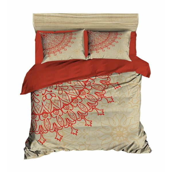 Dvigulės lovos patalynės ir paklodžių rinkinys Mandala Beige, 200 x 220 cm