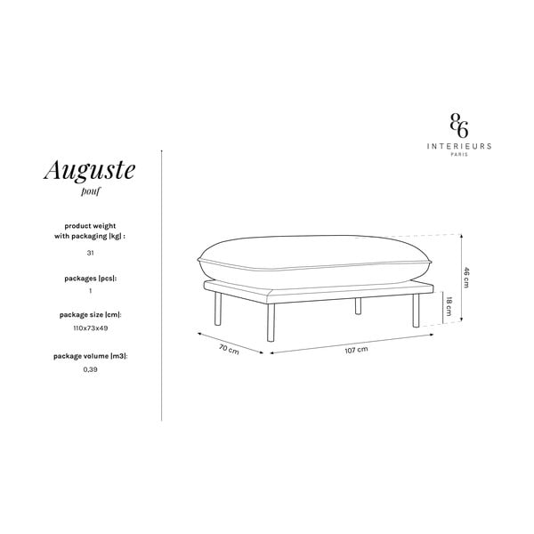 Iš velveto pufas smėlio spalvos Auguste – Interieurs 86-image-4