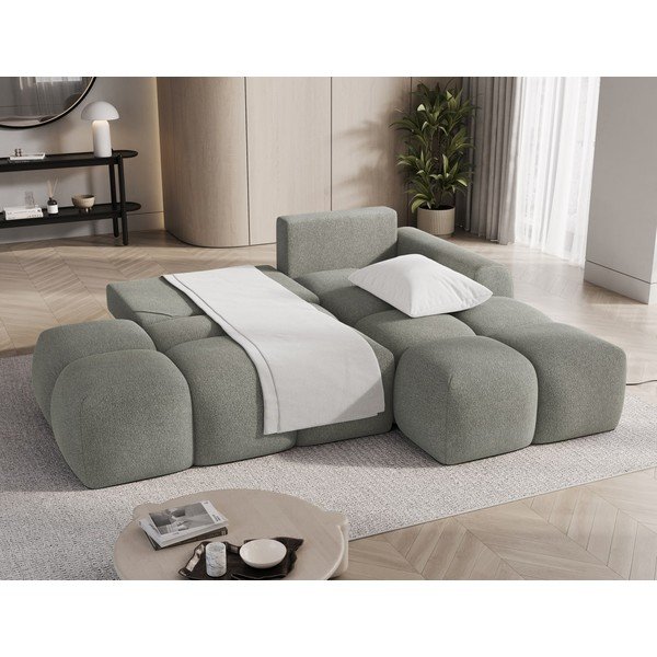 Žalios spalvos sulankstoma/su sandėliavimo vieta kampinė sofa iš boucle (su dešiniuoju kampu/su gultu) Vittario – ELTAP-image-4