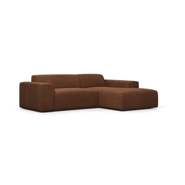 Ruda aksominė kampinė sofa Marie Claire Home Karen, 250 cm, dešinysis kampas-image-2