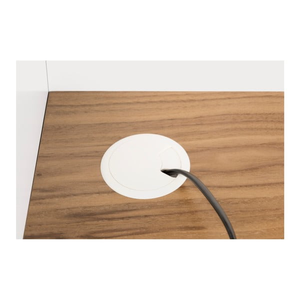 Baltas darbo stalas su riešutmedžio medienos detalėmis TemaHome Volga-image-4