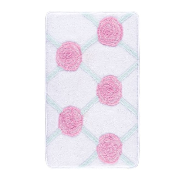 Rožinės ir baltos spalvos vonios kilimėlis Confetti Bathmats Pontus, 50 x 60 cm