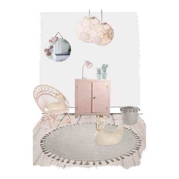 Pilkas rankomis austas kilimas Nattiot Josephine, ∅ 140 cm-image-1