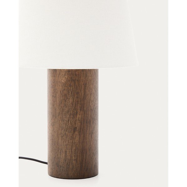 Baltos spalvos/tamsios natūralios spalvos stalinis šviestuvas (aukštis 49,5 cm) su tekstiliniu gaubtu Marga – Kave Home-image-3