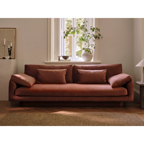 Iš velveto sofa rožinės spalvos 220 cm Torino – Micadoni -image-1