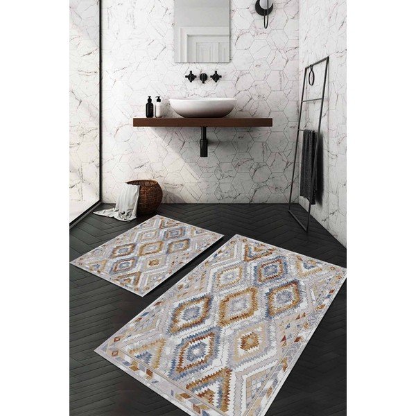 Vonios kilimėliai pilkos spalvos 2 vnt. 60x100 cm – Mila Home-image-1