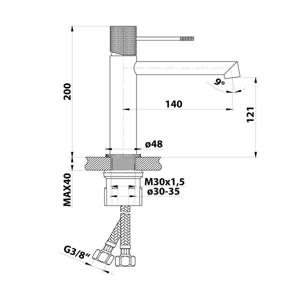 Kriauklei čiaupas blizgios sidabrinės spalvos stovimas Solaris – Sapho-image-4