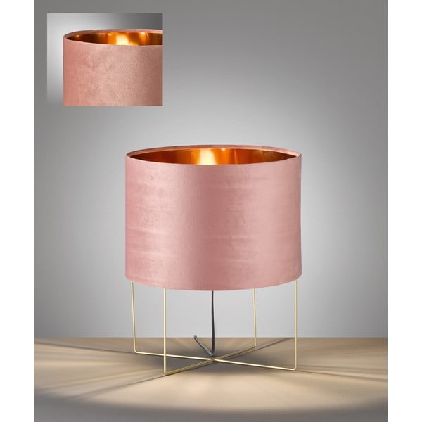 Stalinis šviestuvas rožinės spalvos (aukštis 43 cm) su tekstiliniu gaubtu Aura – Fischer & Honsel-image-2