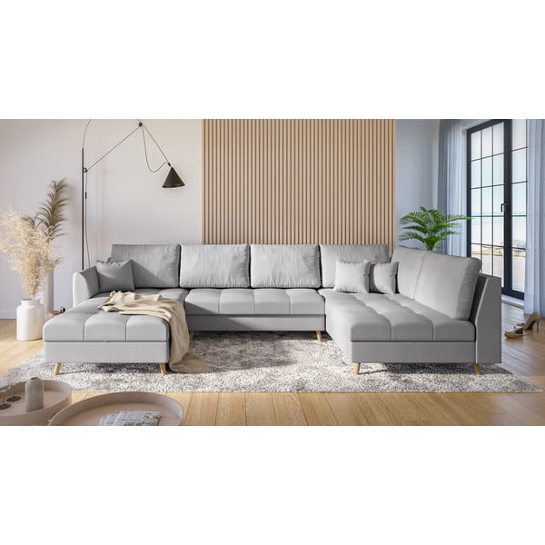 Šviesiai pilka kampinė sofa (kairysis kampas) Ariella - Ropez-image-1