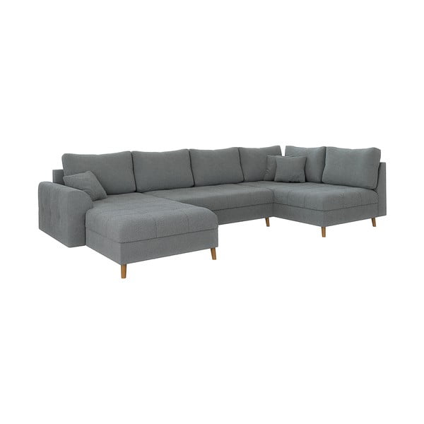 Iš boucle kampinė sofa pilkos spalvos (su kairiuoju kampu/„U“ formos) Ariella – Ropez