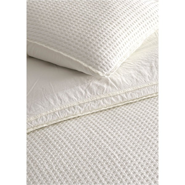 Baltos spalvos iš ranforce medvilnės viengulė patalynė 140x200 cm Waffle Striped – Mila Home Luxury-image-2