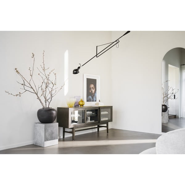 Vitrina rudos spalvos iš ąžuolo su stumdomomis durimis 170x75 cm Hazelton – Rowico-image-2